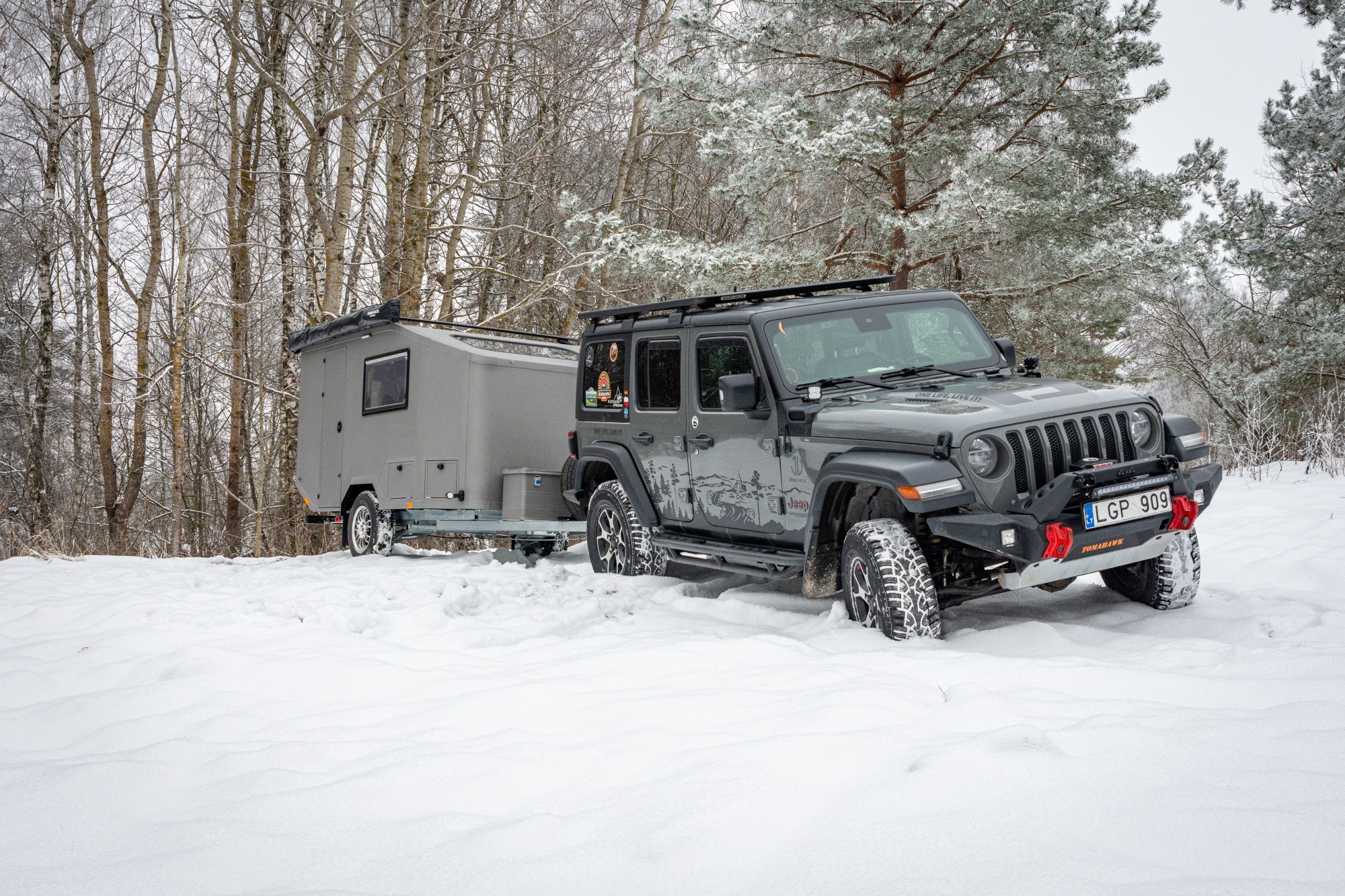 Tinycamper expedition camper with a Jeep Wrangler